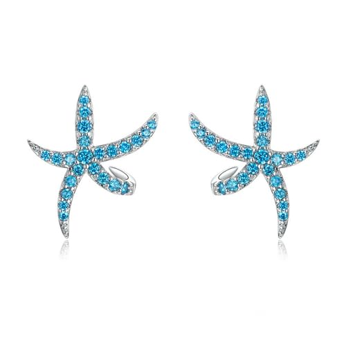 Boucles d'oreilles étoile de mer bleues pour look d'été et vacances à la plage