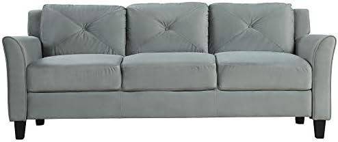 3 Pieses Living Room Sofa Sets Include 3 Seaters Couch, Loveseat and Armchair, Modern Velvet Upholstered Tufted Sofa Couch with Ergonomically Curved Armrests for Home Apartment Office Living Room