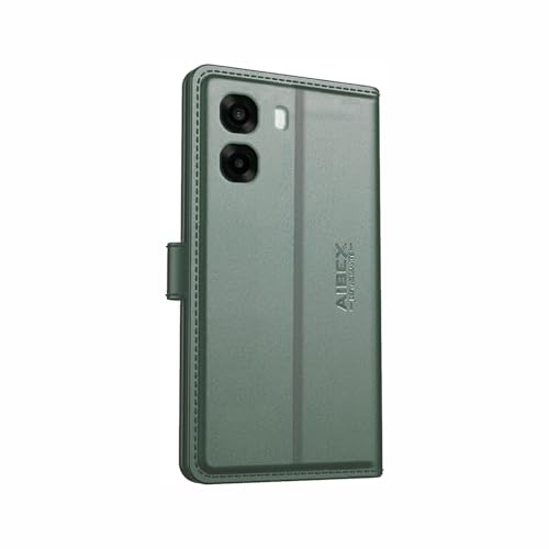 Image of AIBEX Compatible for Oppo A6S 5G / Oppo K14X 5G / Oppo A6X 5G Flip Cover Leather Finish | Inside TPU with Card Pockets | Wallet Stand | Complete Protection Flip Case Green