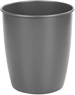 mDesign Waste Collector Bin Made of Metal - Smart Paper Basket for Bathroom, Office and Bedroom - Large Trash Can for Paper Etc - Matt Gray