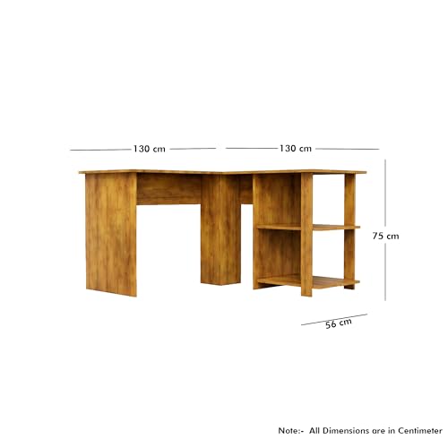Image of Bniture Wooden Study Table for Home | Engineered Wood Study Table with Shelf Storage | L Shape Multi Purpose Computer Desk for Writing & Study | Laptop Table for Study Room & Office | Giant Wood