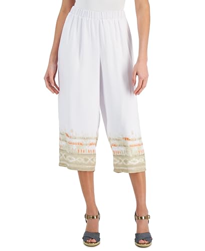 Petite Dyed-Hem Wide-Leg Capri Pants