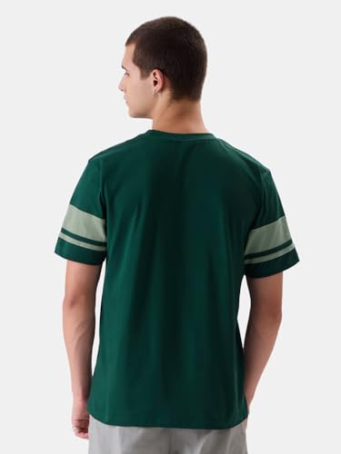 Image of The Souled Store Harry Potter: Slytherin Mens Regular Fit Graphic Printed Half Sleeve Cotton Green T-Shirts