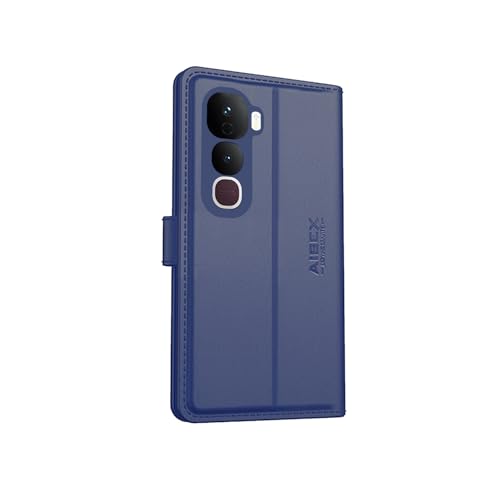 Image of AIBEX Compatible for Vivo Y400 Pro 5G Flip Cover Leather Finish with Magnatic Closure | Inside TPU with Card Pockets | Wallet Stand | Complete Protection Flip Case -Blue