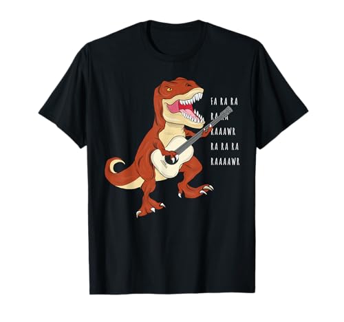 Dinosaur Music Fa Ra Ra Rawr Rawr Funny T-Rex Playing Guitar Camiseta