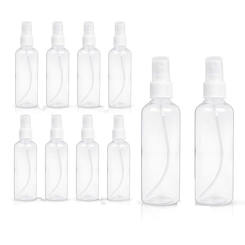 Flaconi spray10 di 50 ML Bottiglie vaporizzate Spruzzino Nebulizzatore Piccolo Bottigliette Nebulizzatore Spray Atomizzatore vuoto da viaggio,Contenitori liquidi ricaricabili per Profumo & liquidi