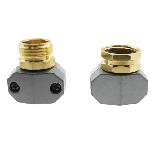RLECS 1 Set 2PCS Heavy Duty Repair Fittings Metal 5/8 to 3/4 Inch Aluminium Alloy Garden Hose Repair Kit Male and Female Plumbing Fittings for Repairing and Connecting Hose Ends - Thumbnail 4