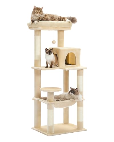 Large Cat Tree with Hammock Condo Shelves and Perch