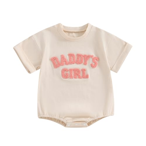 Image of Sejardin Newborn Baby Girl Romper Daddys Girl Summer Clothes Short Sleeve Round Neck Playsuit Infant Girl Outfit