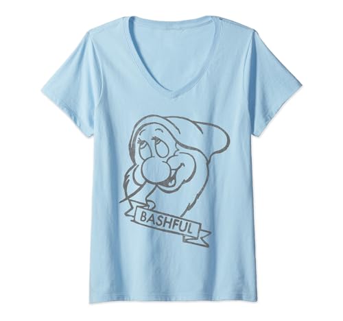 T-shirt Disney Blanche-Neige v-neck t-shirt femme grand imprimé visage timide