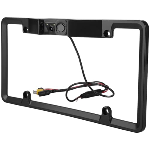 Image of License Plate Camera, 3 in 1 Car License Plate Frame Parking Sensor Rearview Reverse Backup Camera 2LED