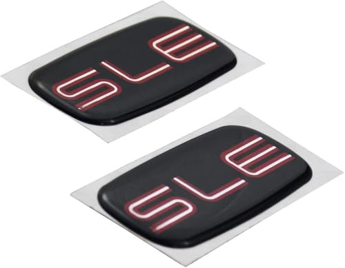 Image of 2Pcs SLE Cab Emblems 3D Badge Logo Nameplate Sticker Roof Pillar Replacement for SLE 15036134 Pickup Truck SUV (Red /Black)