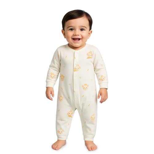 Image of Kidbea Soft Cotton Unisex Baby Onesie Romper | Cute & Multiple Prints Full Sleeve Sleepsuit for Infant | Comfortable Trendy Bodysuit