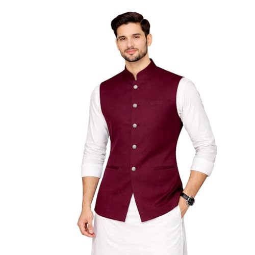 Image of DesignerBin Men's Nehru jacket Waistcoat, Modi Jacket with Beautiful Color