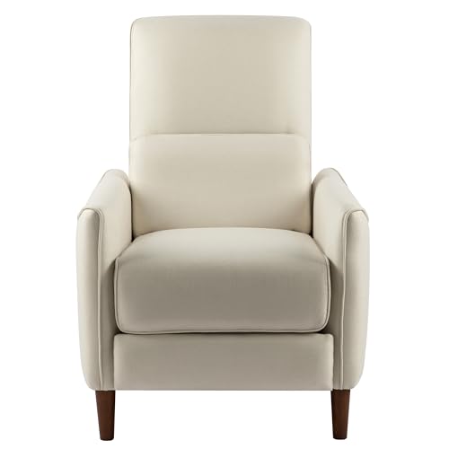 Sillón reclinable empujable tela beige miniatura 3