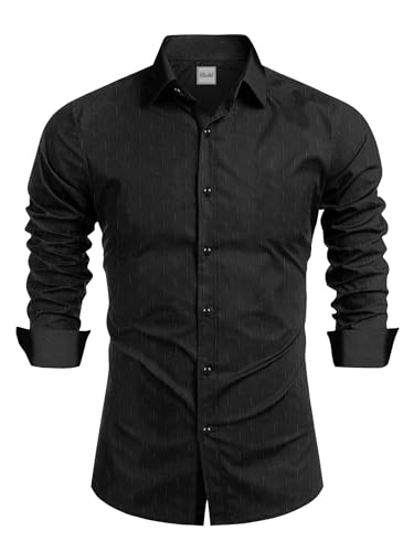 Image of Tailored Fit Men's Embossed Cotton Fabric with Long Sleeves Premium Casual Shirt for Men
