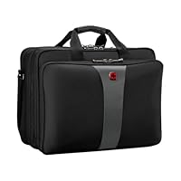 Wenger Legacy 600655, 17 Inch Laptop Case, with iPad/Tablet/eReader Pocket, 19 Litre, Business, School, Travel, Padded Laptop Compartment Black/Grey 32 x 21 x 42 cm