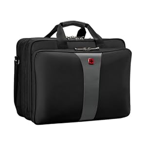 WENGER Legacy 17 Laptop-Tasche zum Umhängen, Notebook bis 17 Zoll, Aktentasche, Organizer, 26 l, Damen Herren, Büro Business-Reisen Uni, Schwarz/Grau, 600655