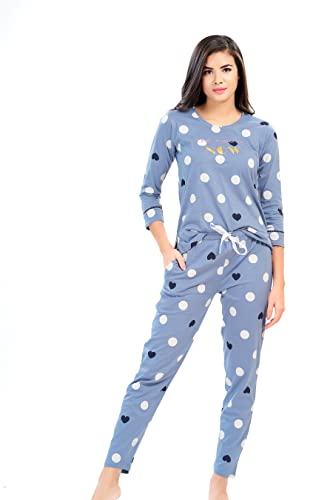 Image of LOTIK Women's Cotton Smile Printed Top & Payjama Full Sleeve Loungewear Night Suit Set