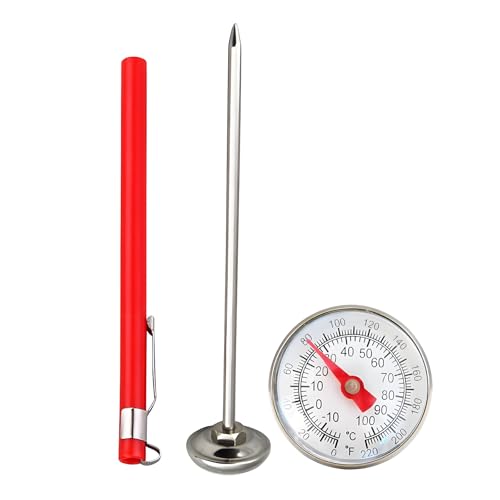 Ausenzup Instant Read Meat Thermometer, Accurate Stainless Steel Kitchen Thermometer, Easy to Clean,No Battery Needed, Instant Reading for Grill, BBQ, Perfect for Meats and Liquids