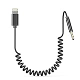 Coiled Aux Cord for iPhone, [Apple MFi Certified] 3.3ft Coiled Lightning to 3.5mm Aux Audio Adapter