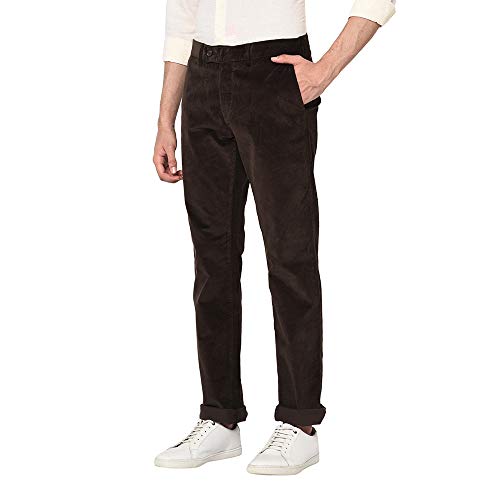 Image of Blackberrys Men's Cotton Blend Self-Design Slim Fit Casual Trousers