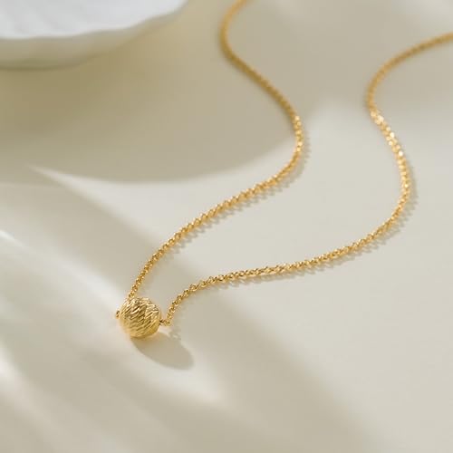 14K Gold Pendant Necklaces for Women Gold Necklace for Women Dainty Tiny Textured and Totally Charming Elegant Ball Necklace for Womens Trendy4