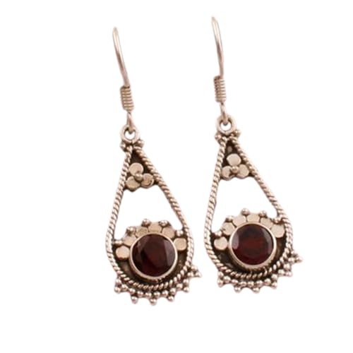 Boucles d'oreilles grenat naturel et argent 925 - Joaillerie minimaliste d'exception