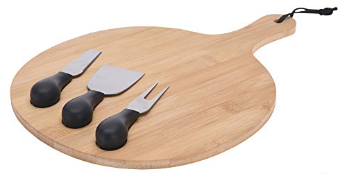 MIJOMA Juego de 4 tablas de bamb� para queso con cuchillo y tenedor para queso, 26 x 37 cm
