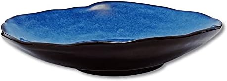 VOMANA Ceramic Decorative Dish, Blue Pottery Fruit Bowl, Porcelain Versatile Centerpiece Decor Dish, Accent Tray with Blue Glaze for Gift Decor Entryway Living Room Dining Table (10'' Dish)
