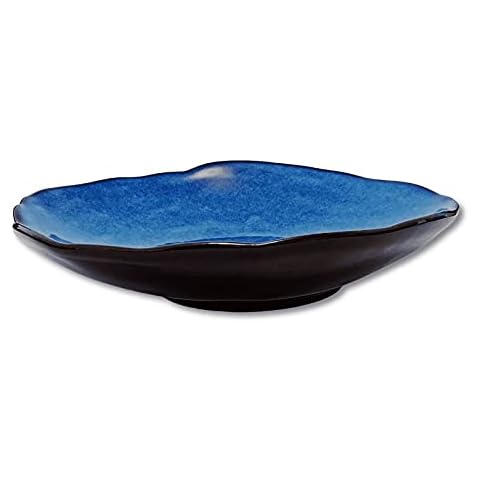 VOMANA Ceramic Decorative Fruit Bowl with Blue Glaze Cover