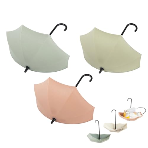 Adhesivo para montaje en pared con soporte para llaves, ganchos para llaves para adhesivo de pared - 3X Ganchos de Ducha Paraguas | Ganchos decorativos de pared, ganchos de ducha resistentes para somb
