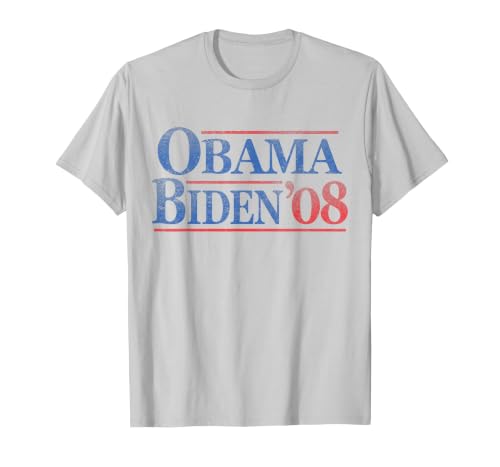 Retro Distressed Vintage Obama Biden 08 Campaign T-Shirt, Men, Silver Grey, 3X-Large