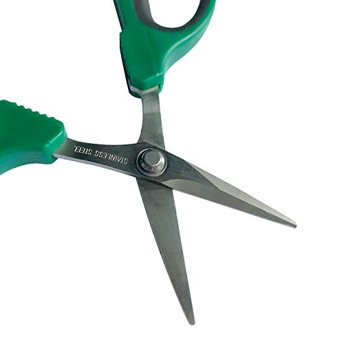 6-Inch Stainless Steel Garden Bonsai Pruning Shears with 40mm Straight Blade Pruners, Anti-Slip Softgrip Micro-Tip Snip