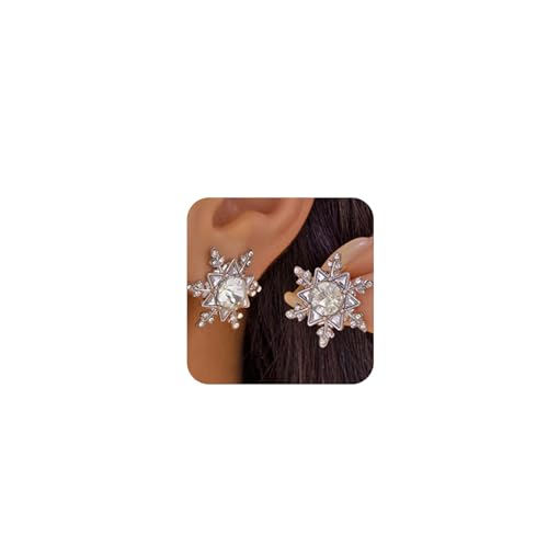 Boucles d'oreilles flocon de neige de Noël et perles hypoallergéniques sans douleur aux lobes