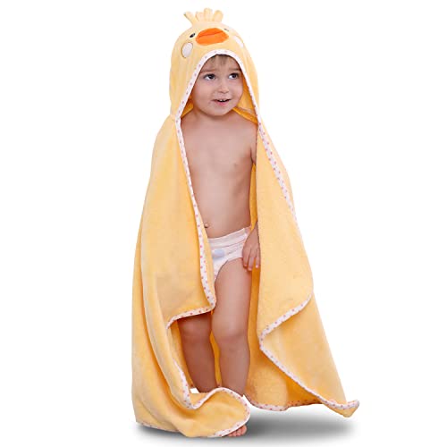 TBEZY Hooded Towel for Kids 100% Cotton Ultra Soft with Unique Animal Design Large for Infants 3-10 Years (Chick)