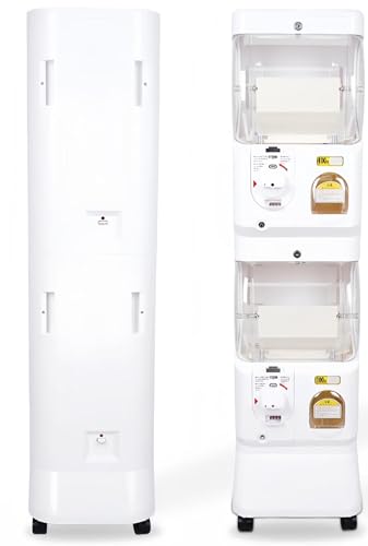 EastEamily ガチャマシーン 2段式 ガチャポンマシン 大容量 45-75mm対応 価格設定 100〜400円 プラスチックノブ 機械式 電源不要 カプセルトイマシン 操作も簡単 販促品/景品/プレゼント カプセル自販機 業務用 日本語説明書付き（ホワイト,30x40x126.6cm）の商品画像（Amazon）
