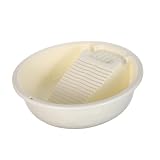 Kichvoe Bacinella per Lavaggio con Asse da Bucato Integrato in Plastica Beige, Design senza Installazione, per Balconi e Bagni, Lavaggio a Mano di Indumenti e Capi Delicati