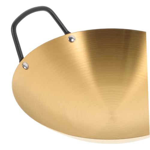 Wok de acero inoxidable con doble asa color dorado miniatura 6