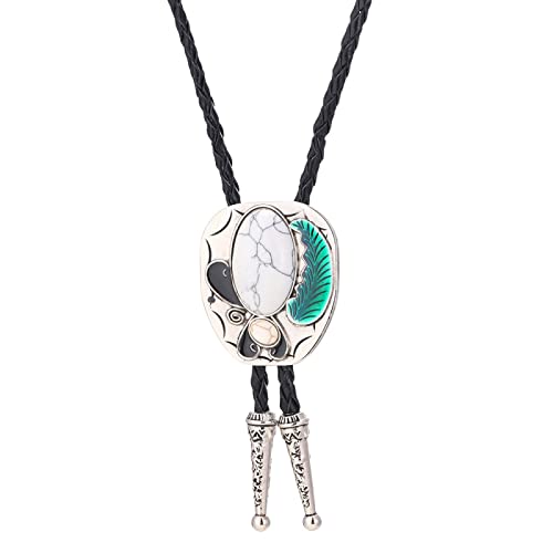 Cravate Bolo homme cowboy vintage, le cadeau idéal avec plume et turquoise