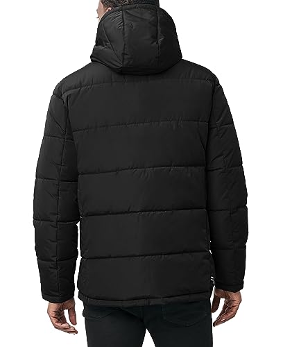 Nautica Men's Midweight Quilted Faux Memory Puffer Jacket –Adjustable Hood Insulated Winter Coat3