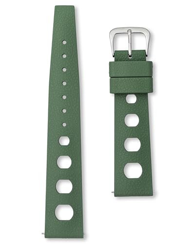 Tropical FKM Rubber Dive Strap | 22 mm Green Watch Band | Quick Release Pins | Vintage Perforated Waterproof Replacement Sport Strap | Retro Diving Watchstrap for Men and Women (22mm, Green)