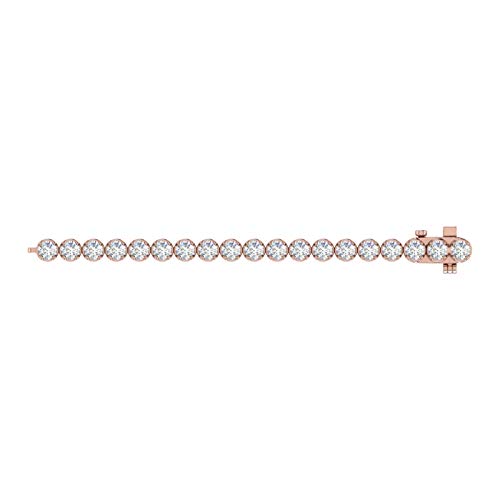 Image of 1 to 6 Carat Prong Set Round Cut Natural Diamond Tennis Bracelet for Women in 14K Gold (7 Inch) (I1-I2 Clarity)
