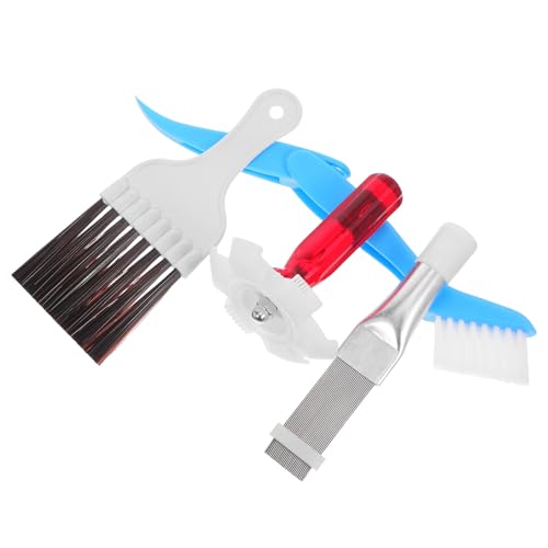 Abaodam 4pcs Air Conditioner Fin Comb and Cleaning Brush Set Stainless Steel Radiator Fin Straightener Tool for Ac Condenser and Evaporator Maintenance