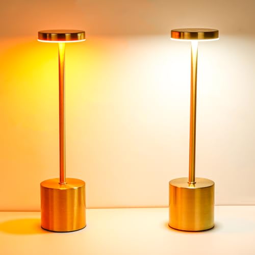 Euakee 2 Pezzi Lampada da Tavolo Senza Fili, 3 Colore Touch Dimmerabile, 4000mAh Lampada da Comodino Lampada LED Ricaricabile Luce Scrivania per Camera da Letto Scrivania Ristorante Esterno