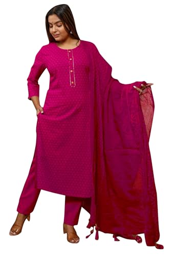 Kurta pantalon ensemble femme avec dupatta vêtement traditionnel indien floral coton