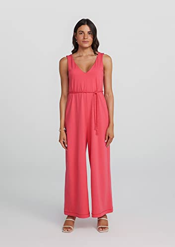 Macacão Feminino Longo Oversized Decote Em V - Rosa - P