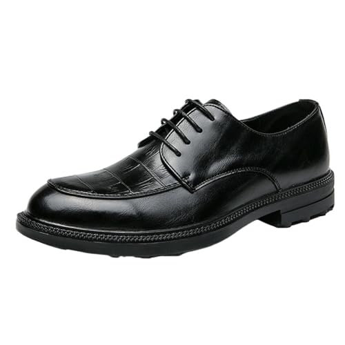 Mens Waterproof Leather Dress Shoes Lace Up Wedding Office Low Top Breathable Formal Oxfords
