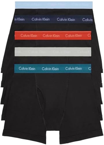 Calvin Klein Men's Cotton Classics 5-Pack Boxer Brief, Black Atla...