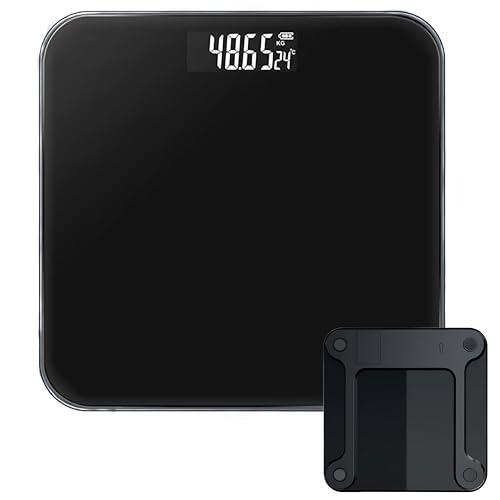 Báscula de Baño Digital de Alta Precisión – Incrementos de 0,1 lb (50 g), Pantalla LCD Iluminada, Tecnología Step-On, Capacidad 180 kg / 400 lb (NEGRO)